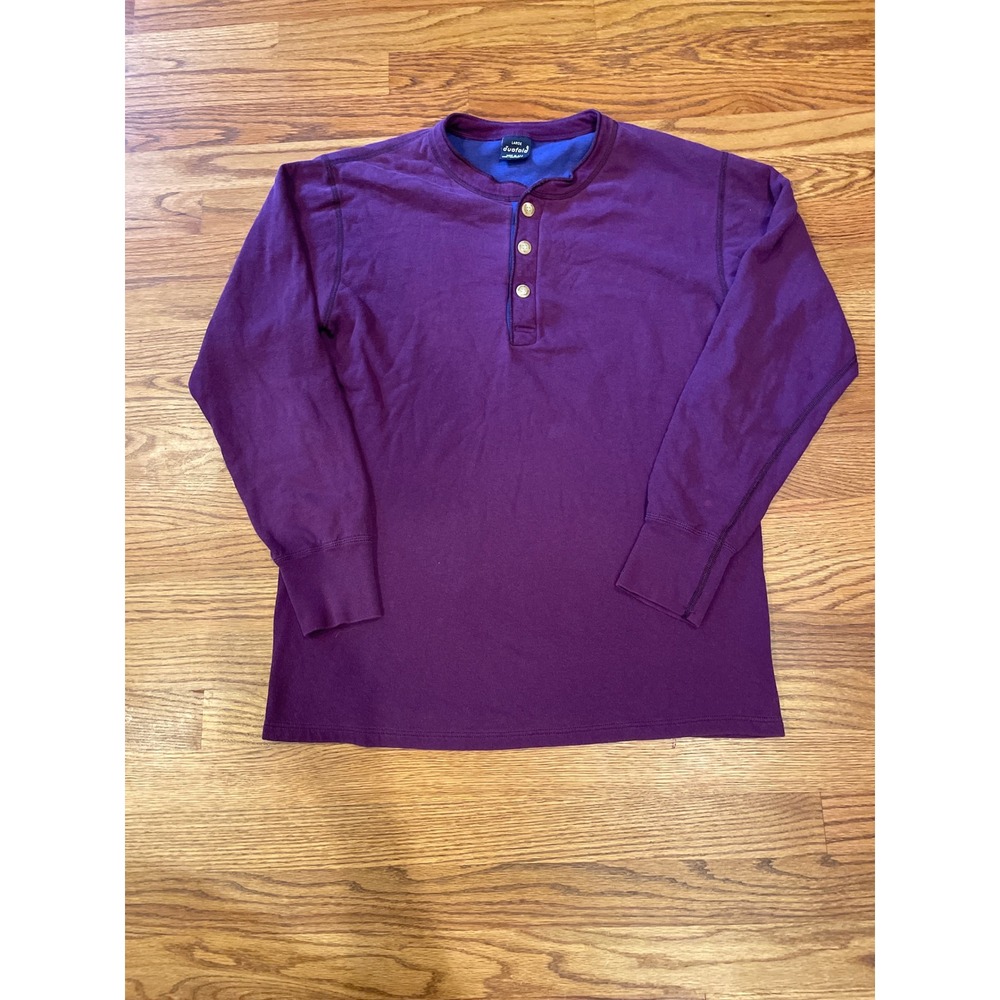 Vintage Duofold Men's Henley Shirt Large Purple Long Sleeve Dual Layer Thermals